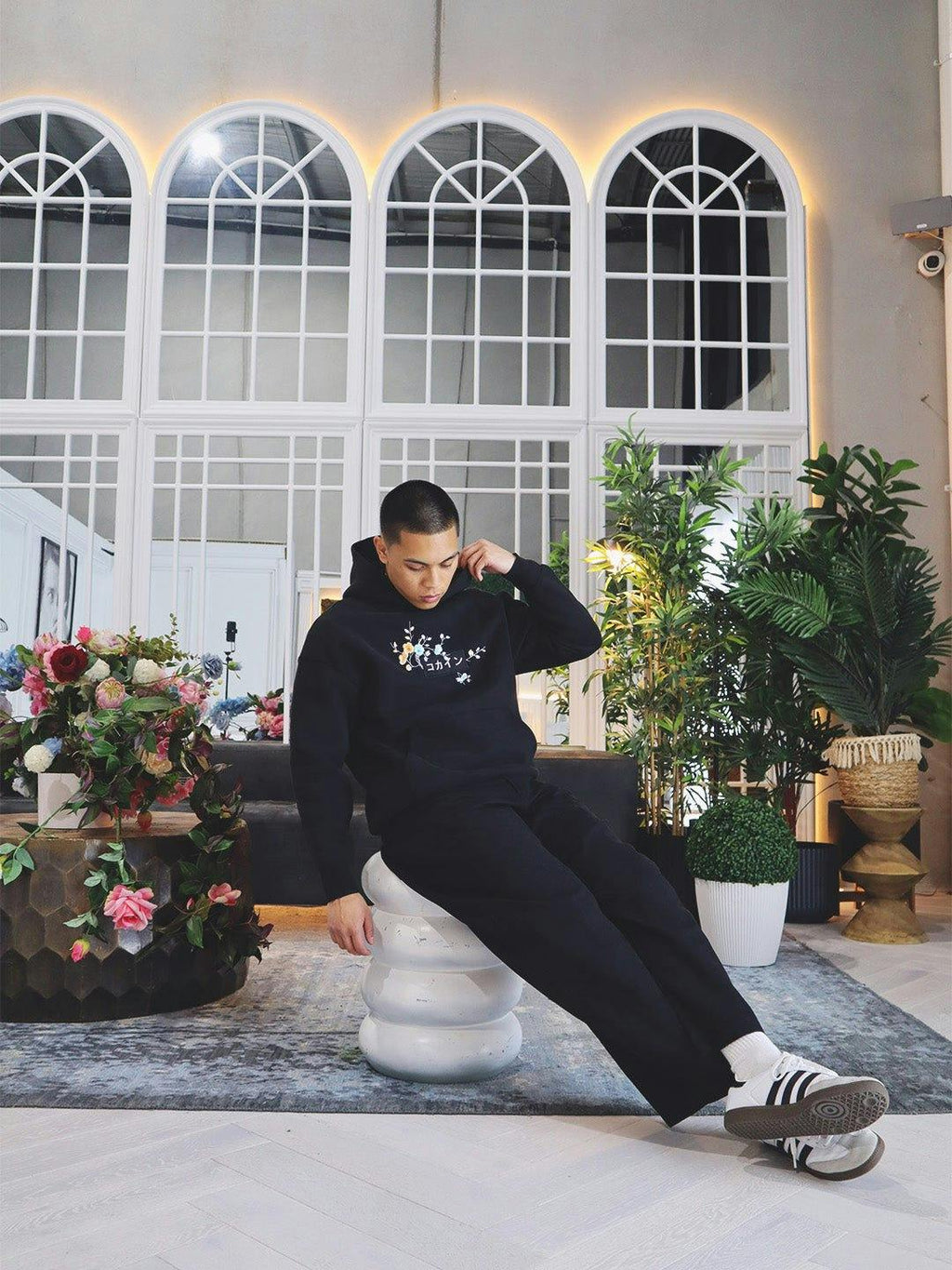 Black / Blue & Orange Blossom //// Hoodie