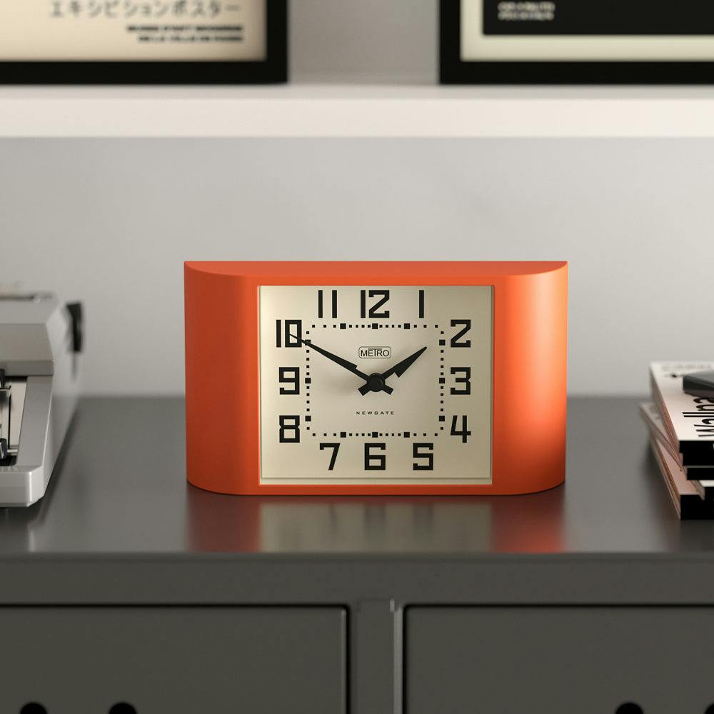 Newgate Mini Metro Mantel Clock-Pumpkin Orange