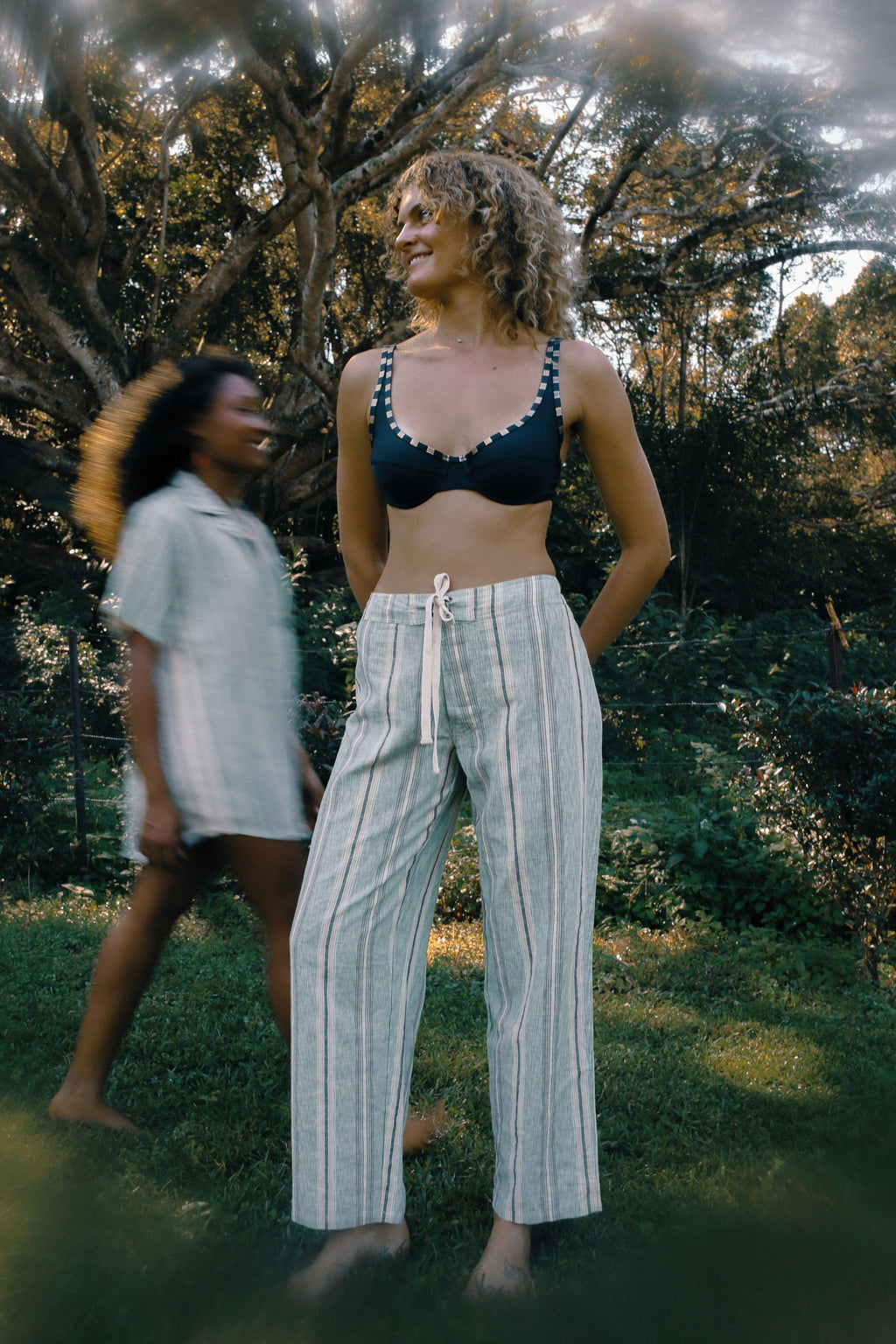 Lace Up Pant in Holiday Stripe