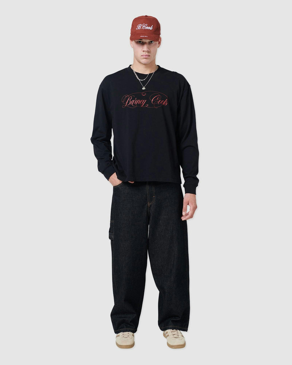 Script Crop LS T-shirt Black