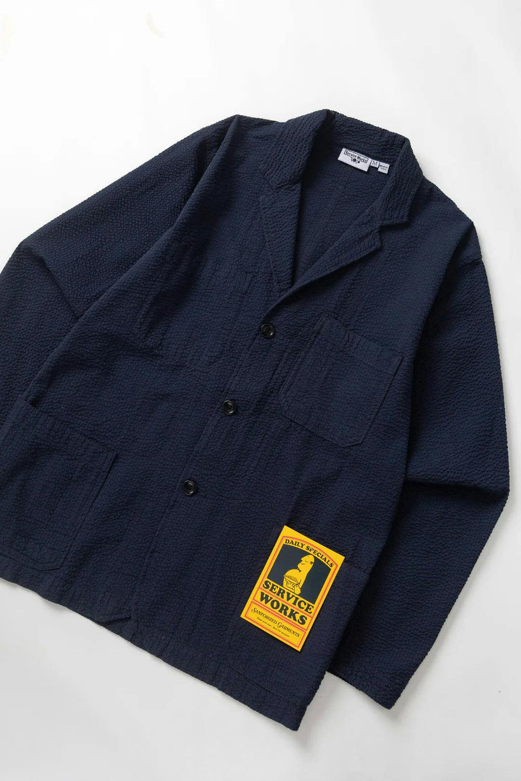 Service Works Seersucker Server Suit Jacket in Dark Navy