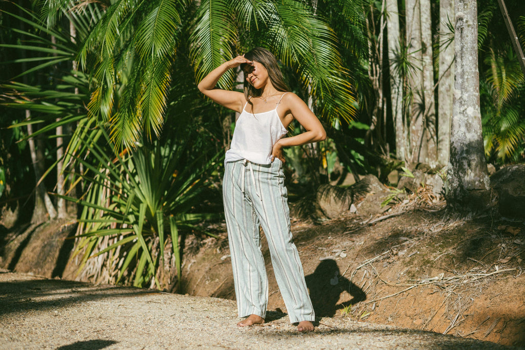 Lace Up Pant in Holiday Stripe