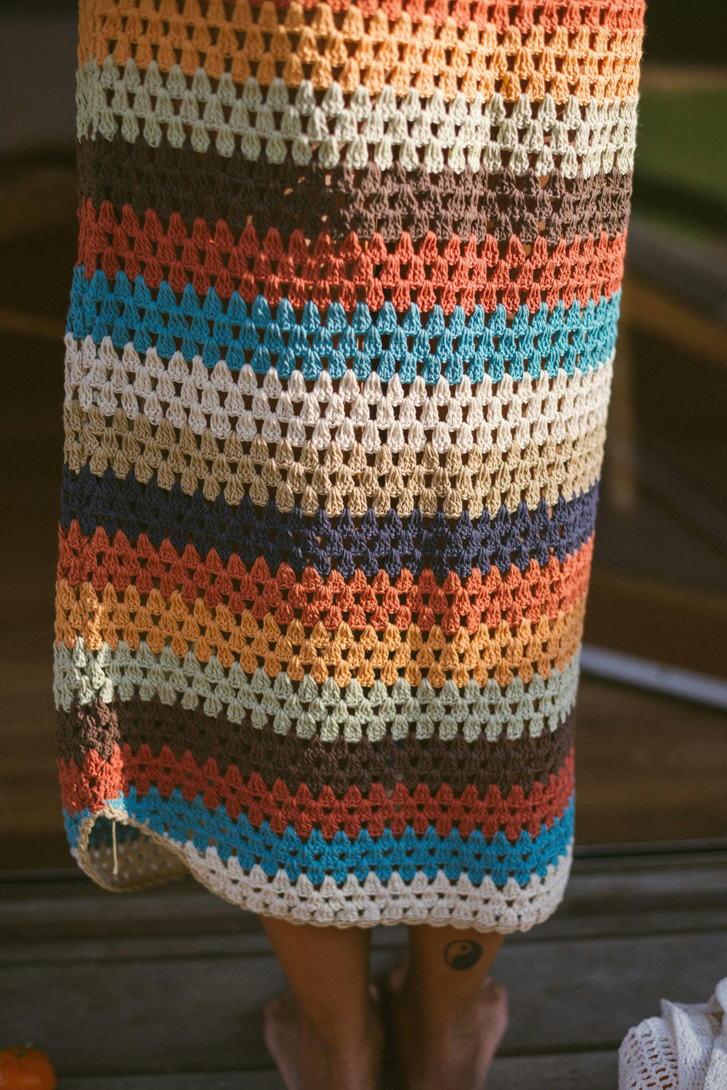 Crochet Midi Skirt in Vintage Rainbow