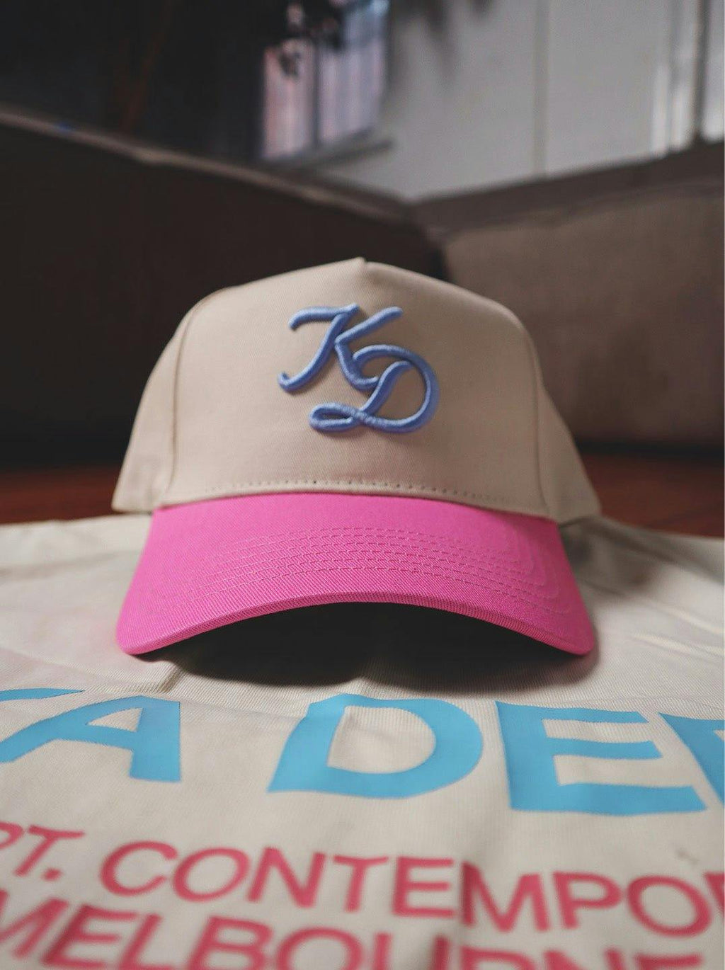 "KD" A-Frame Hat - Cream/Pink