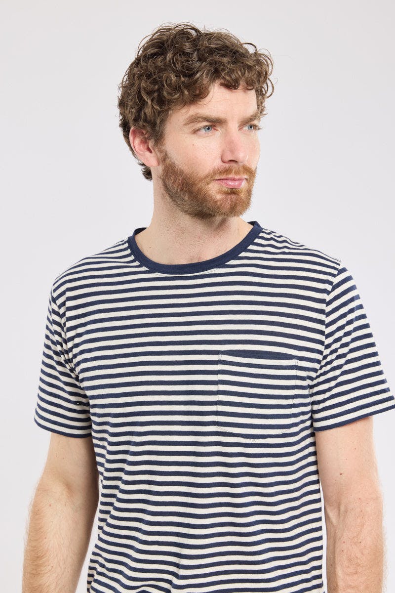 Armor Lux Heritage Striped T-Shirt in Marine Deep & Nature