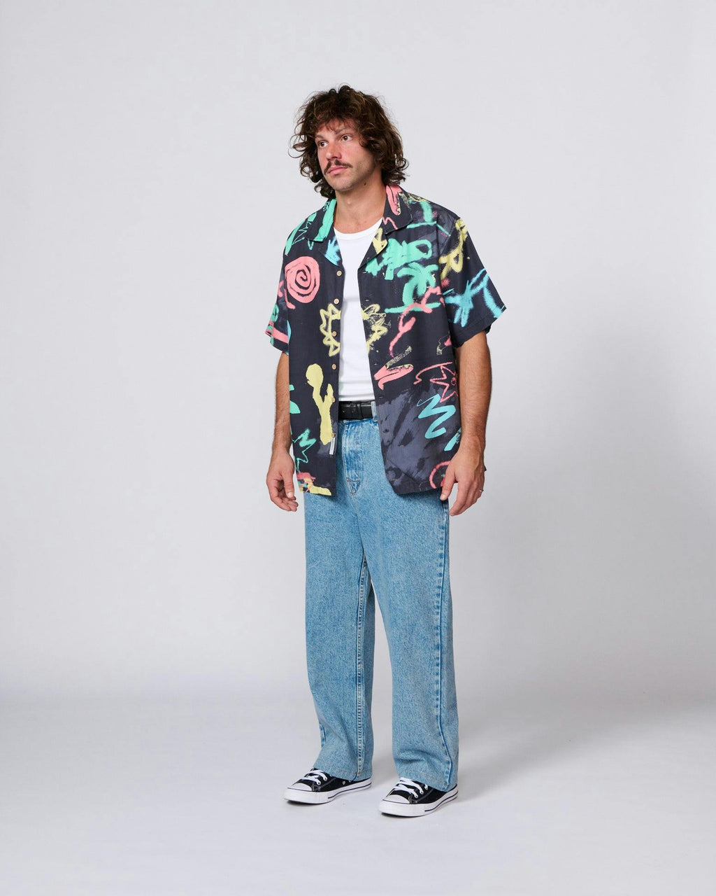 Scribbles Short Sleeve Resort Shirt - Black