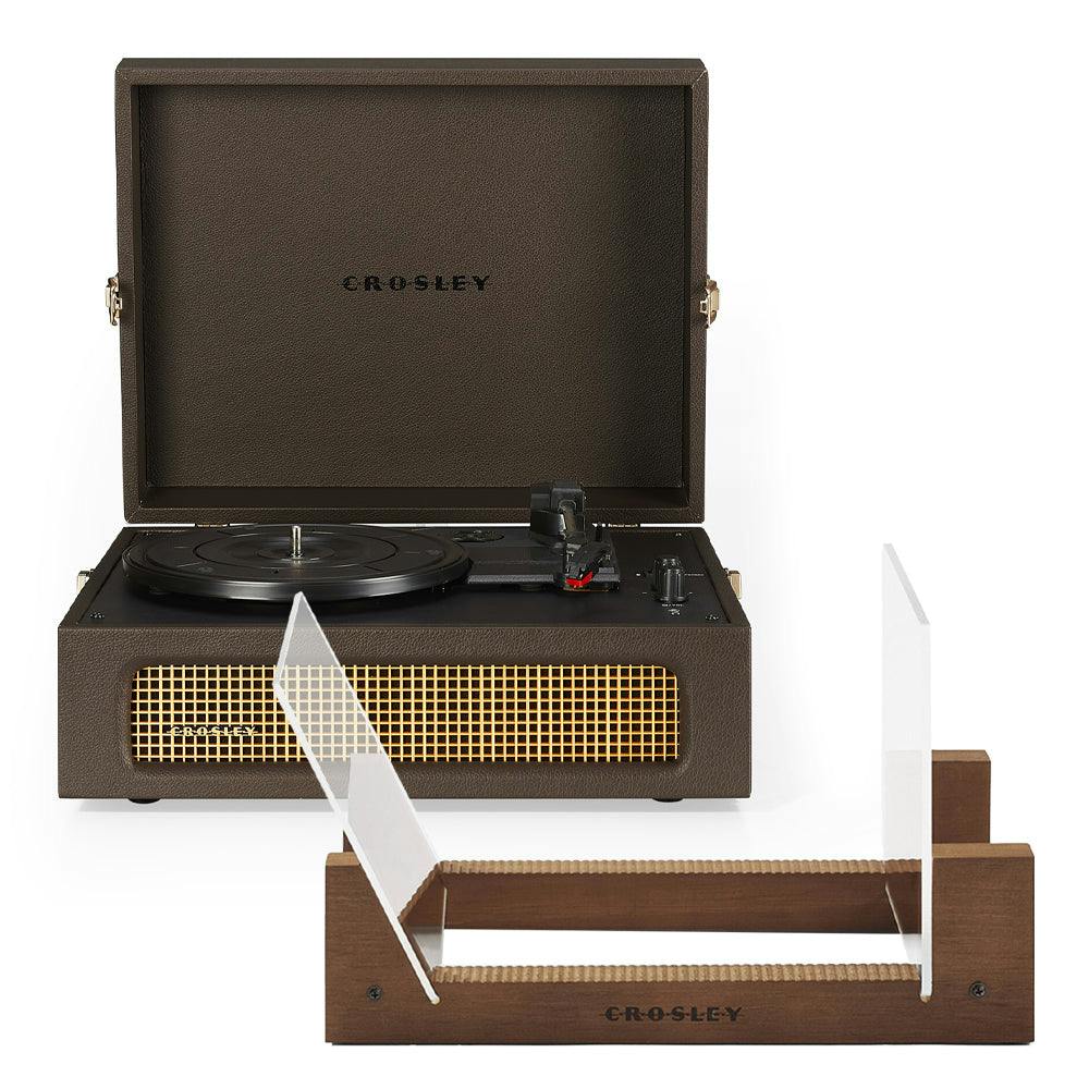 Crosley Voyager Bluetooth Portable Turntable - Cocoa + Bundled Crosley Record Storage Display Stand
