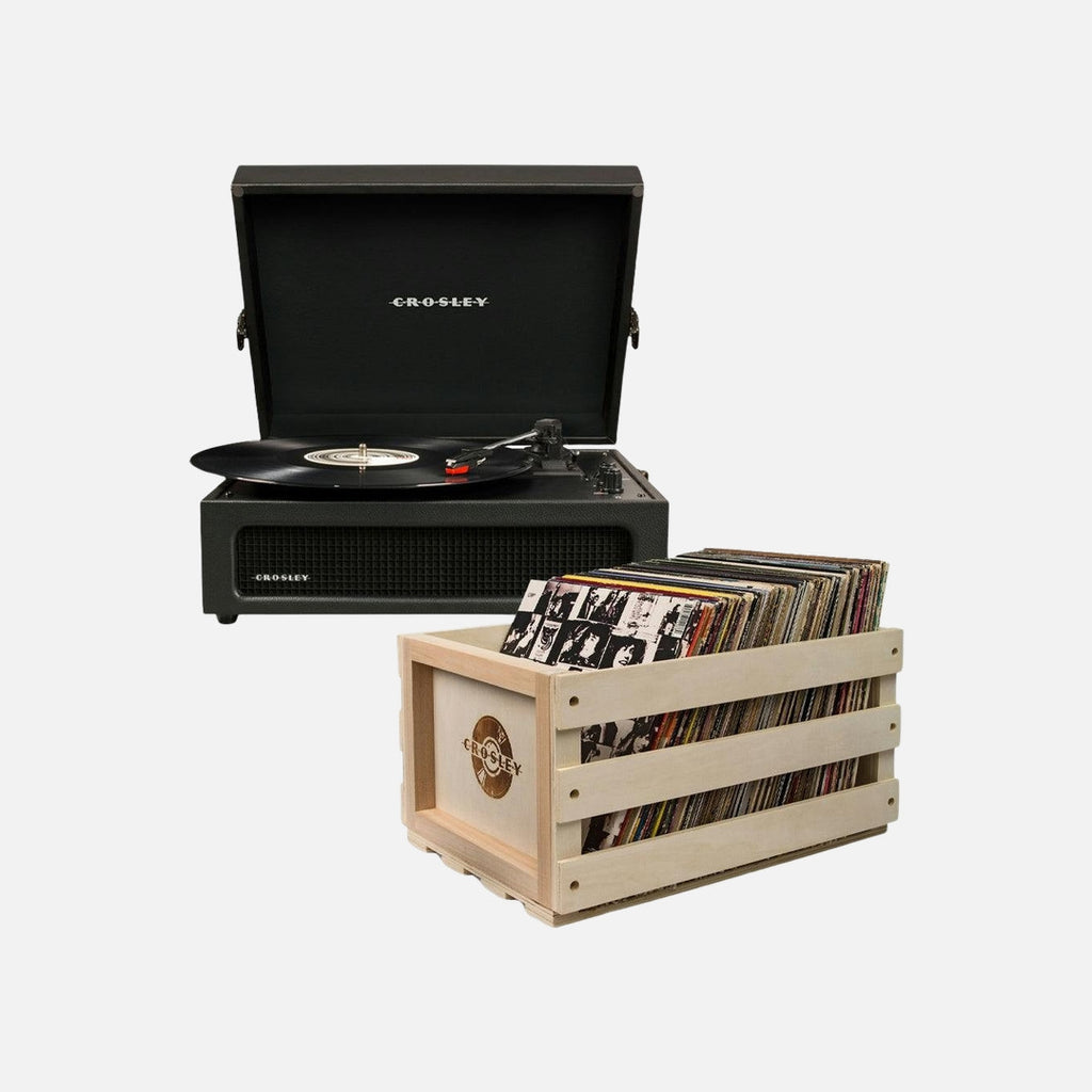 Crosley Voyager Black - Bluetooth Portable Turntable & Record Storage Crate