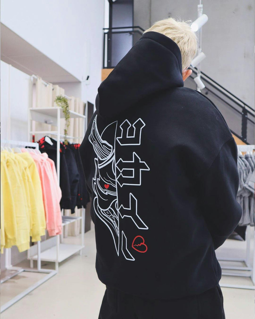 "Hanbun Hannya" Hoodie // BLACK