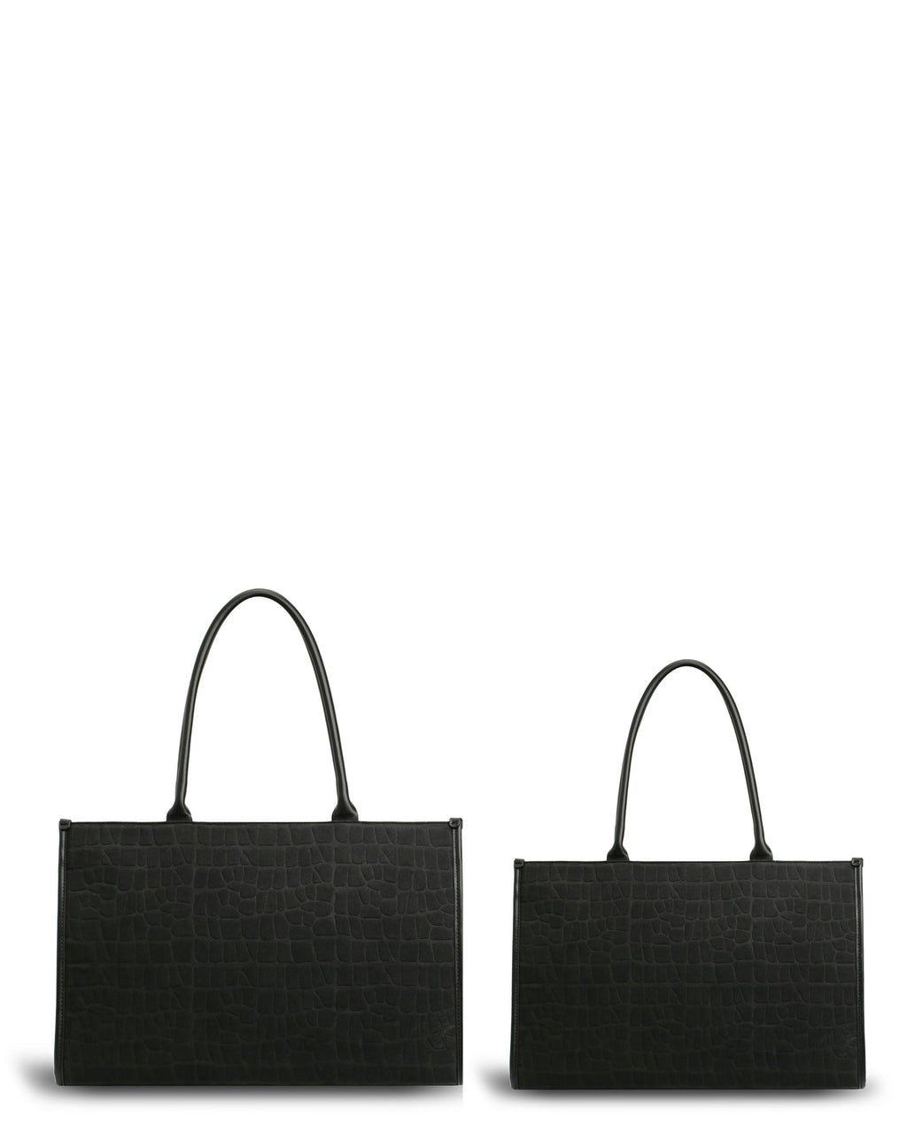Prene | Compact: The Era Bag (BLACK SUEDE) Croc Embossed Tote Bag