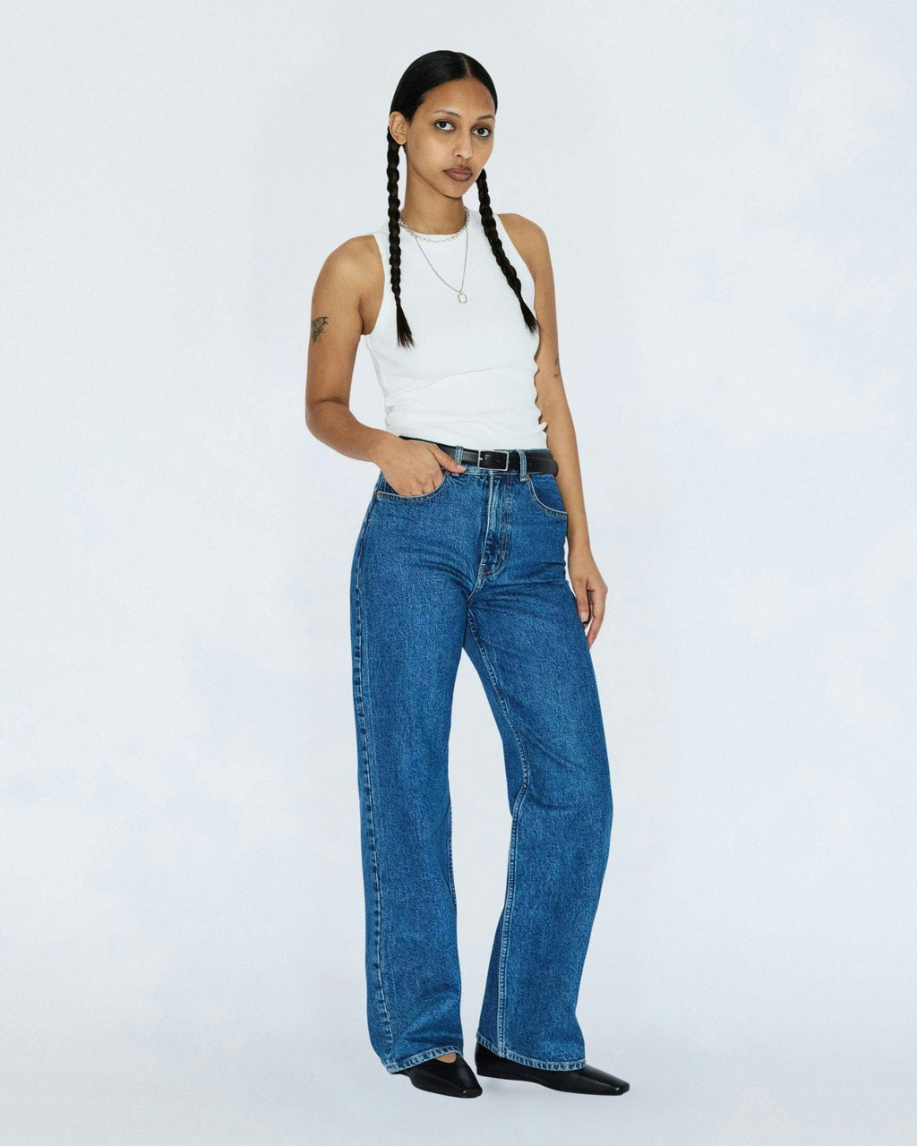 Echo High Straight Jeans PETITE - Bay Mid Retro