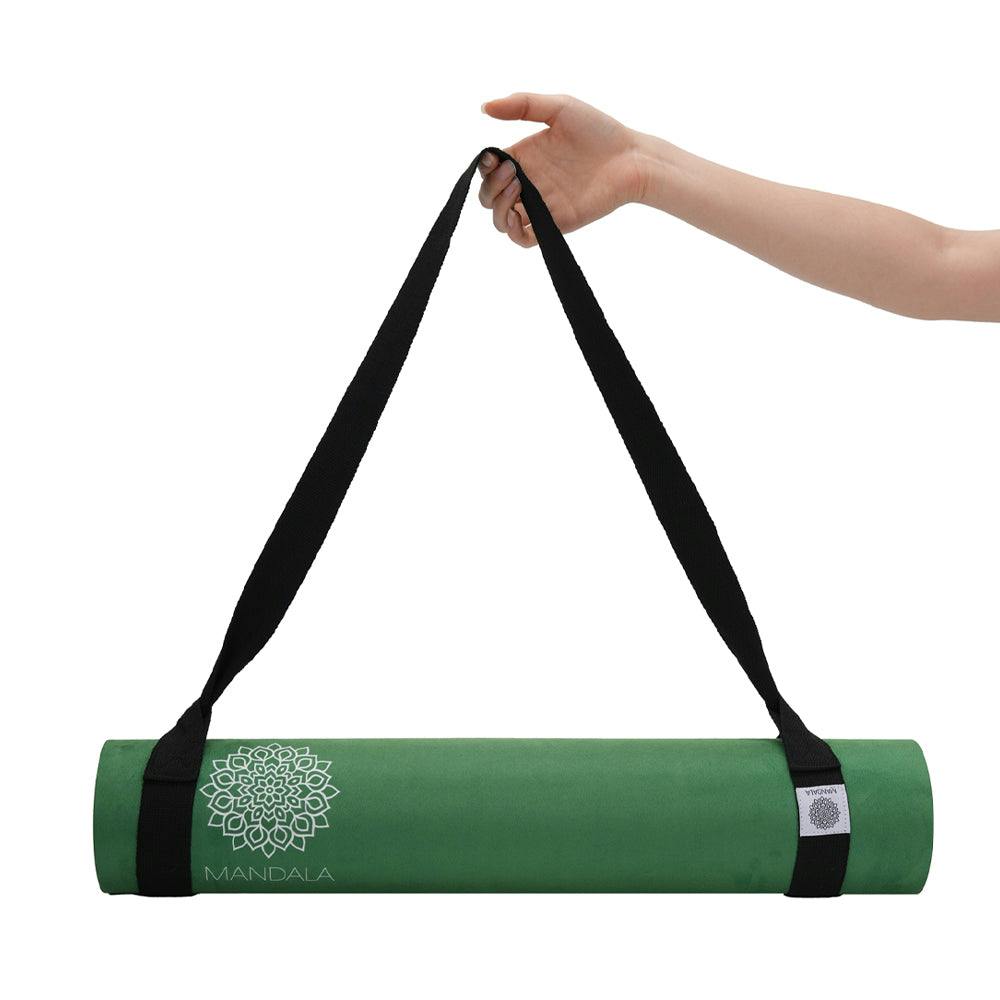 Mandala Yoga Mat Premium Bundle, Includes Yoga Mat 188cm H x 61cm W, Yoga Strap & Steel Hydration Bottle - Jade Green