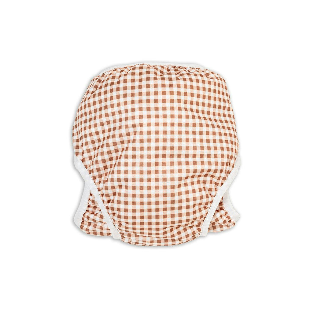 Adjustable Reusable Swim Nappy and Wet Bag - Fawn Gingham Check