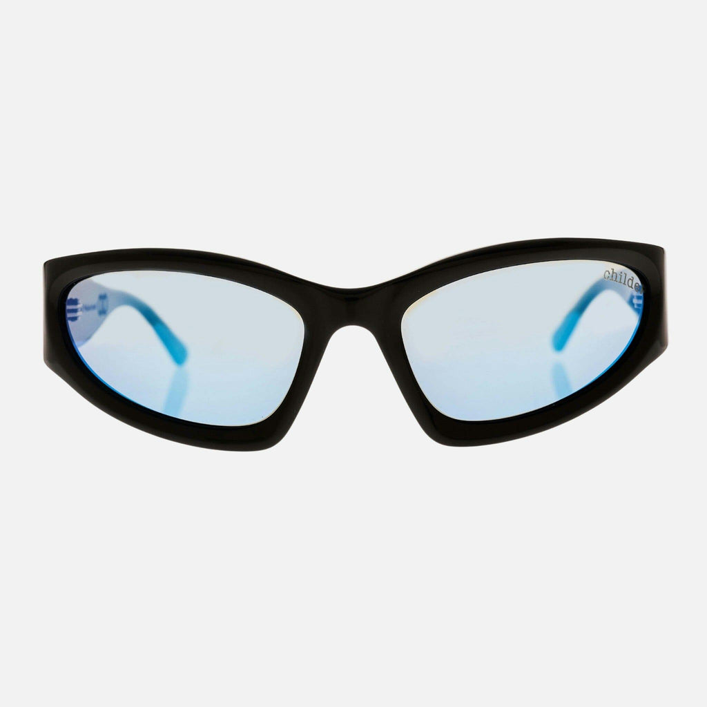 TOMB Gloss Black | Grey Polarised Blue Chrome Mirrored Bio Lens