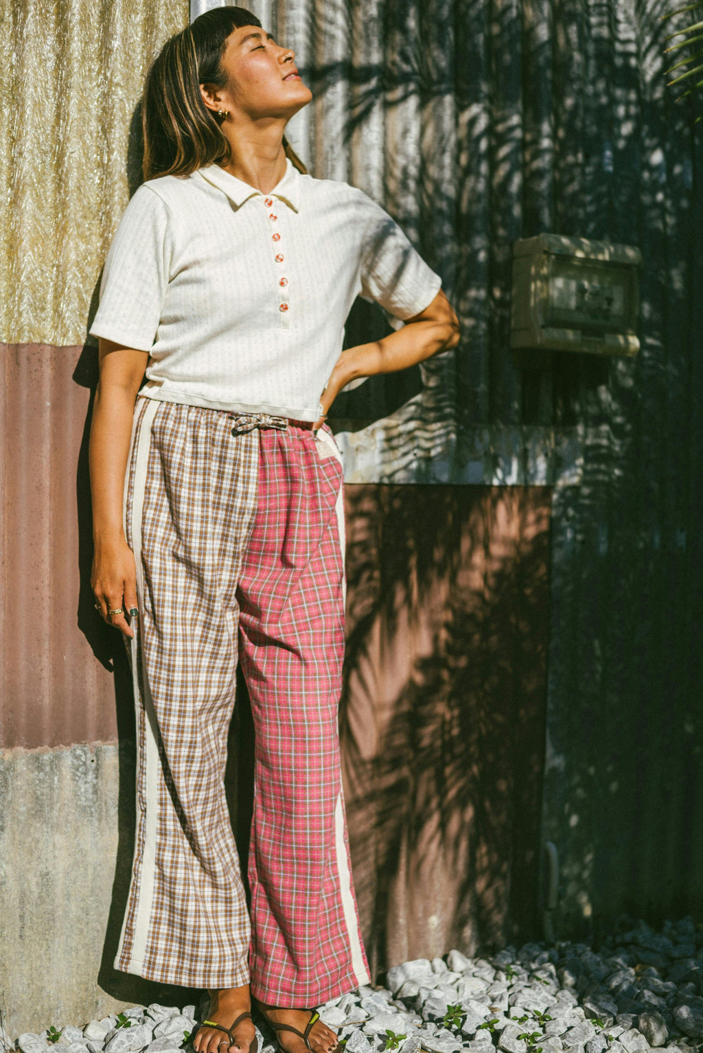 Beach PJ Collar Tee in Cream Pointelle