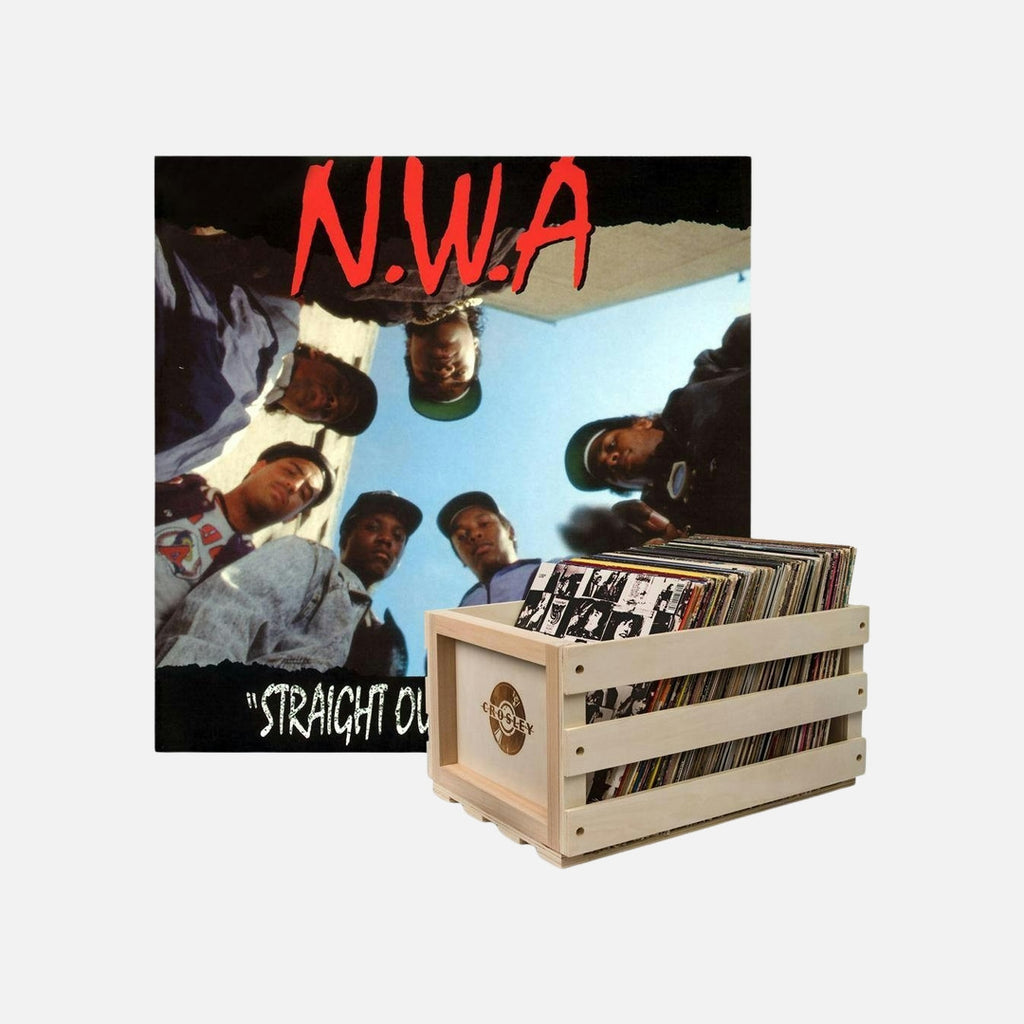 Crosley Record Storage Crate &  N.W.A. Straight Outta Compton - Vinyl Album Bundle