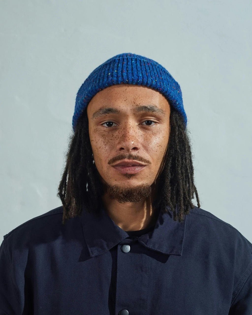 Uskees 4003 Speckled Donegal Wool Beanie in Ultra Blue