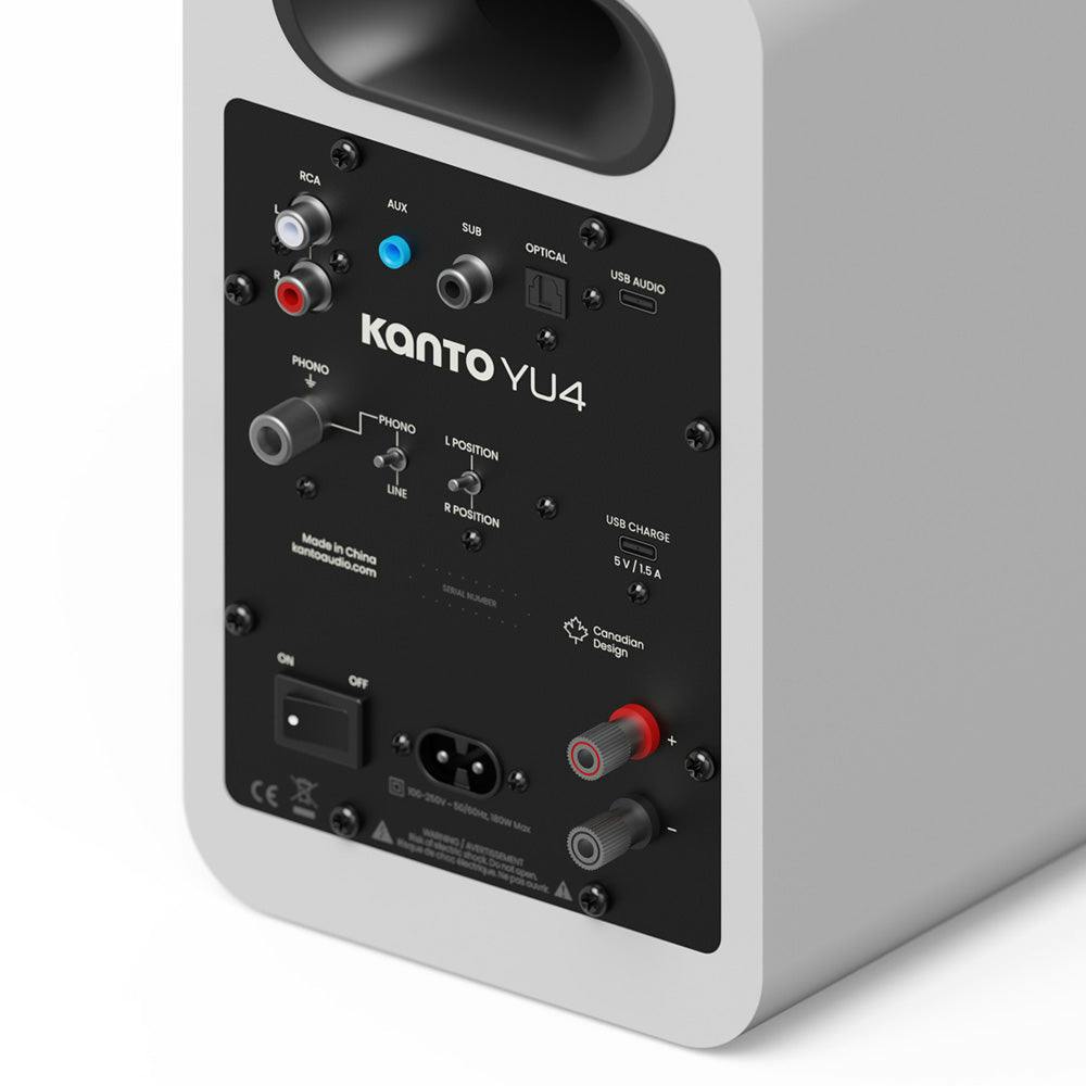 Kanto YU4 (2nd Gen) 160 W Powered Bookshelf Speaker with Bluetooth 5.3, Built-in Phono Preamp, USB-C and Optical Inputs - Matte White