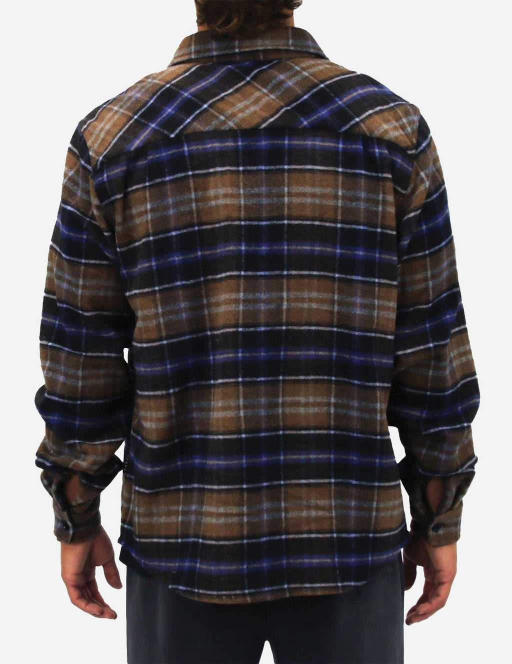 DENVER - Men’s Long Sleeve Flannel Shirt - Navy/Brown