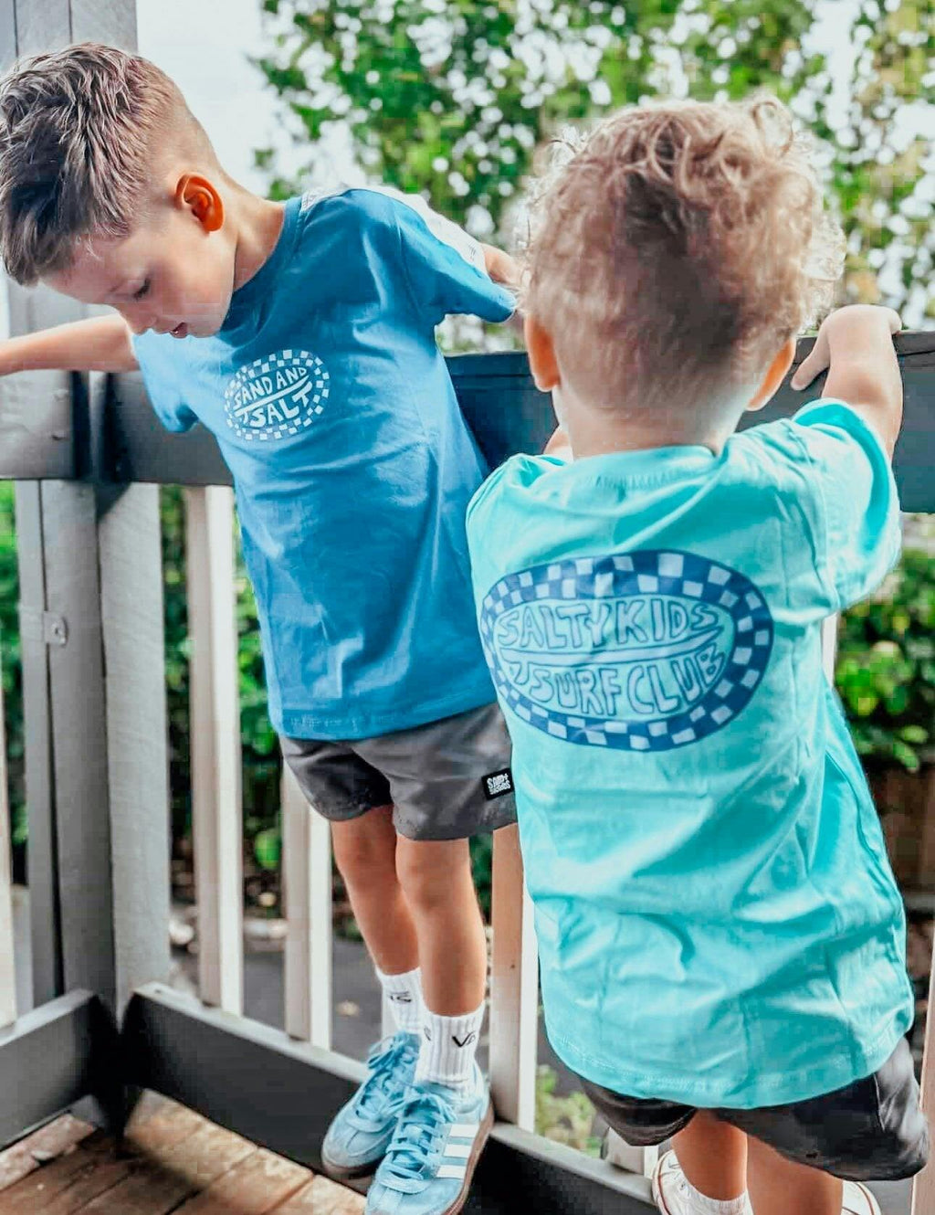 Sand + Salt Kids Blue Checker Tee