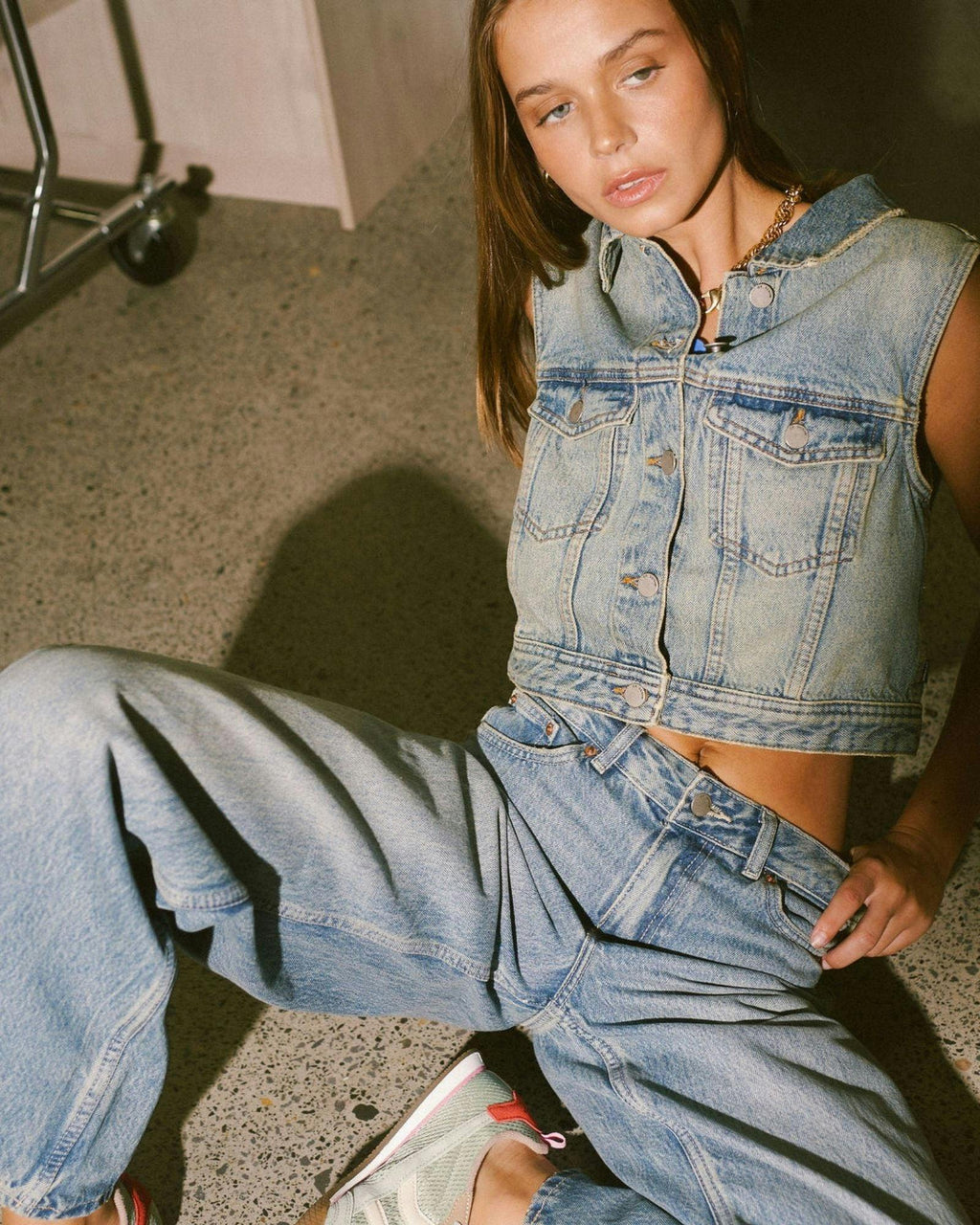 Rhue Low Wide Jeans TALL - Drift Sky Used