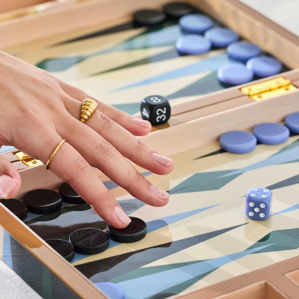 Printworks Lacquered Backgammon-Blue