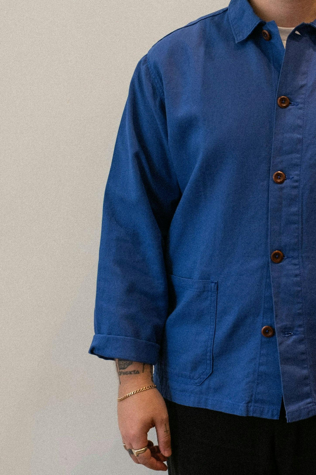 Uskees 3001 Button Overshirt in Ultra Blue