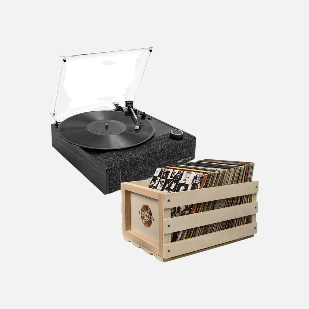 Victrola Eastwood II Turntable - Black + Bundled Record Storage Crate