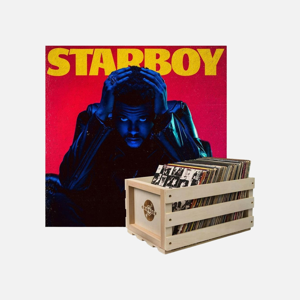 Crosley Record Storage Crate & The Weeknd Starboy - Double Vinyl Album Bundle