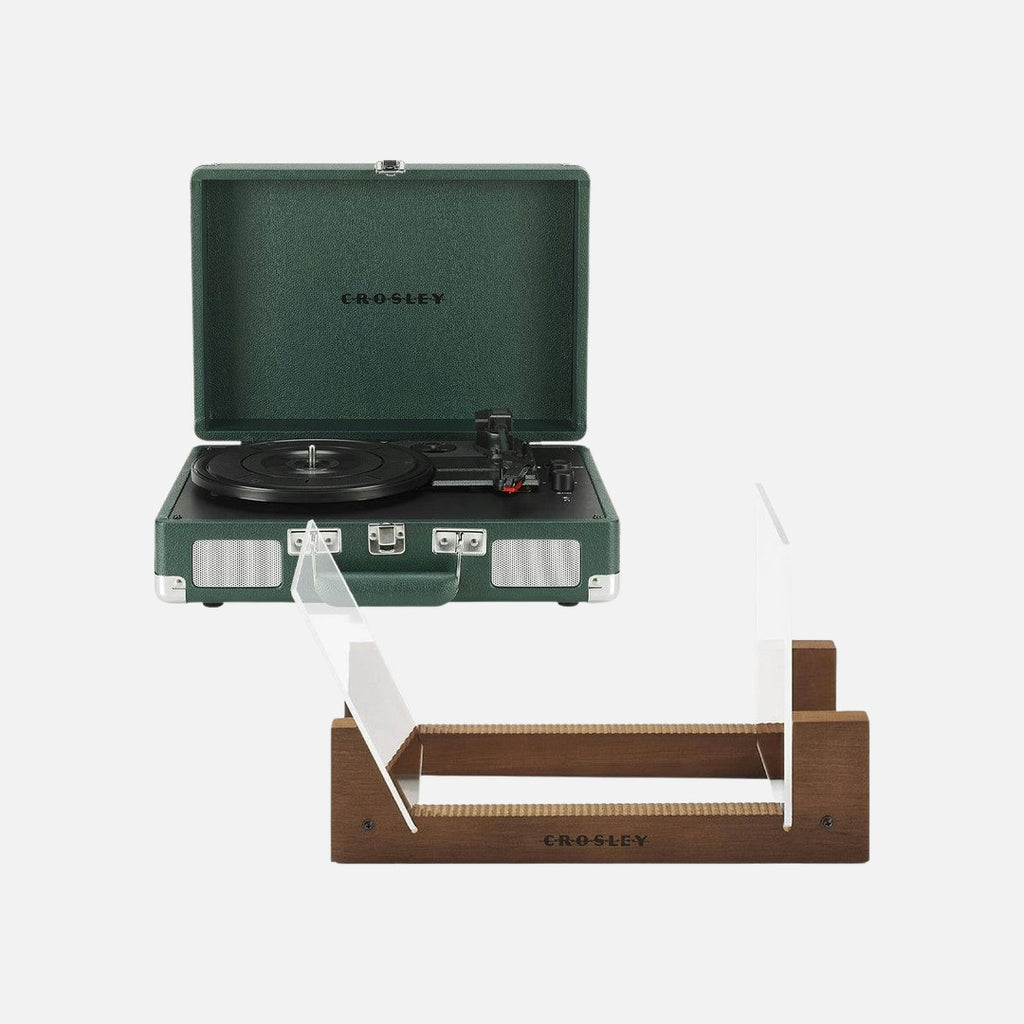 Crosley Cruiser Bluetooth Portable Turntable - Emerald Green + Bundled Crosley Record Storage Display Stand