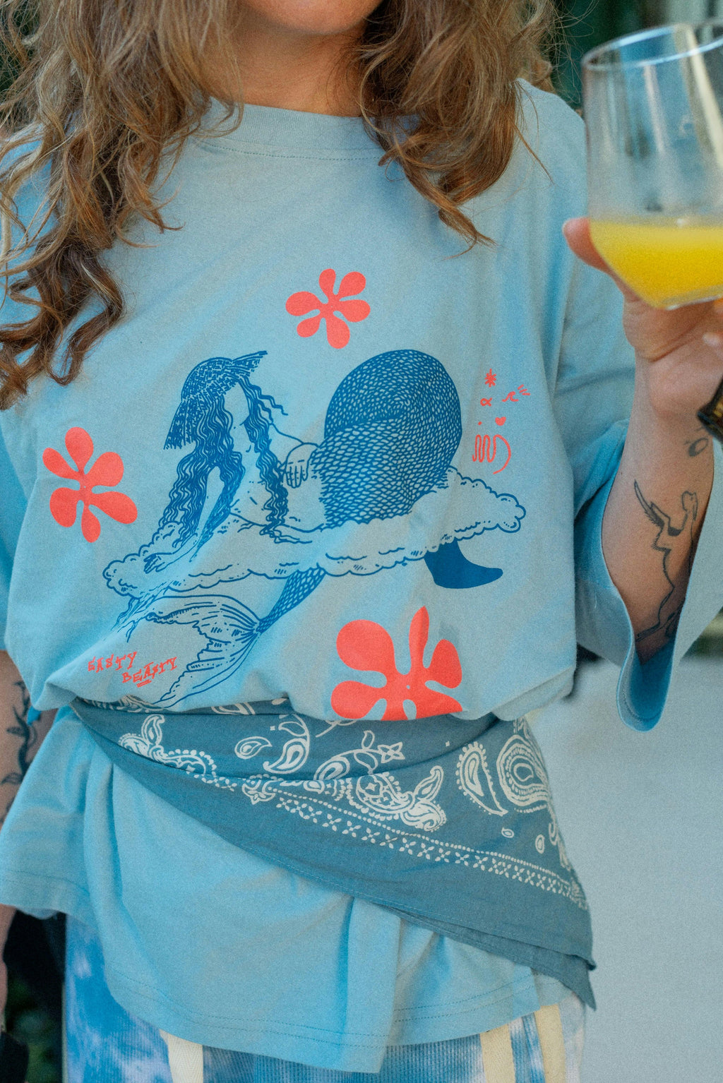 Cloud Surfing by Easty Beasty in Baby Blue - Artist Collaboration Tee