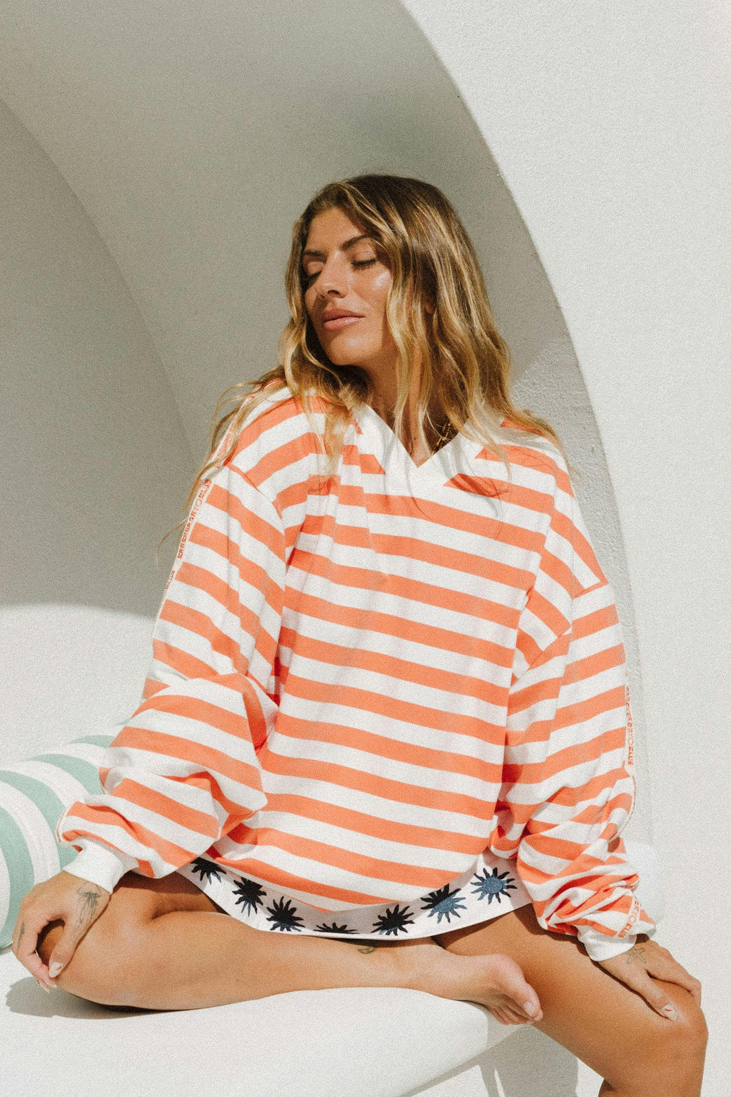Nautical Long Sleeve Tee - Tangerine