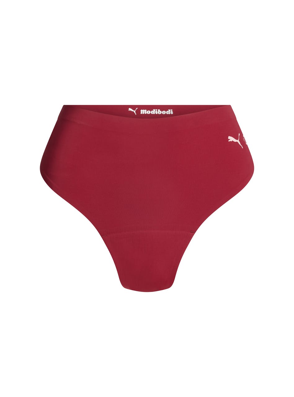 Puma X Modibodi Seamfree Active Hi Waist Cheeky Moderate Absorbency Caramelised Red
