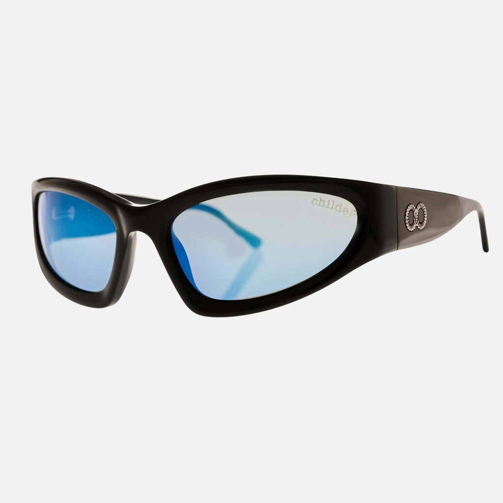 TOMB Gloss Black | Grey Polarised Blue Chrome Mirrored Bio Lens