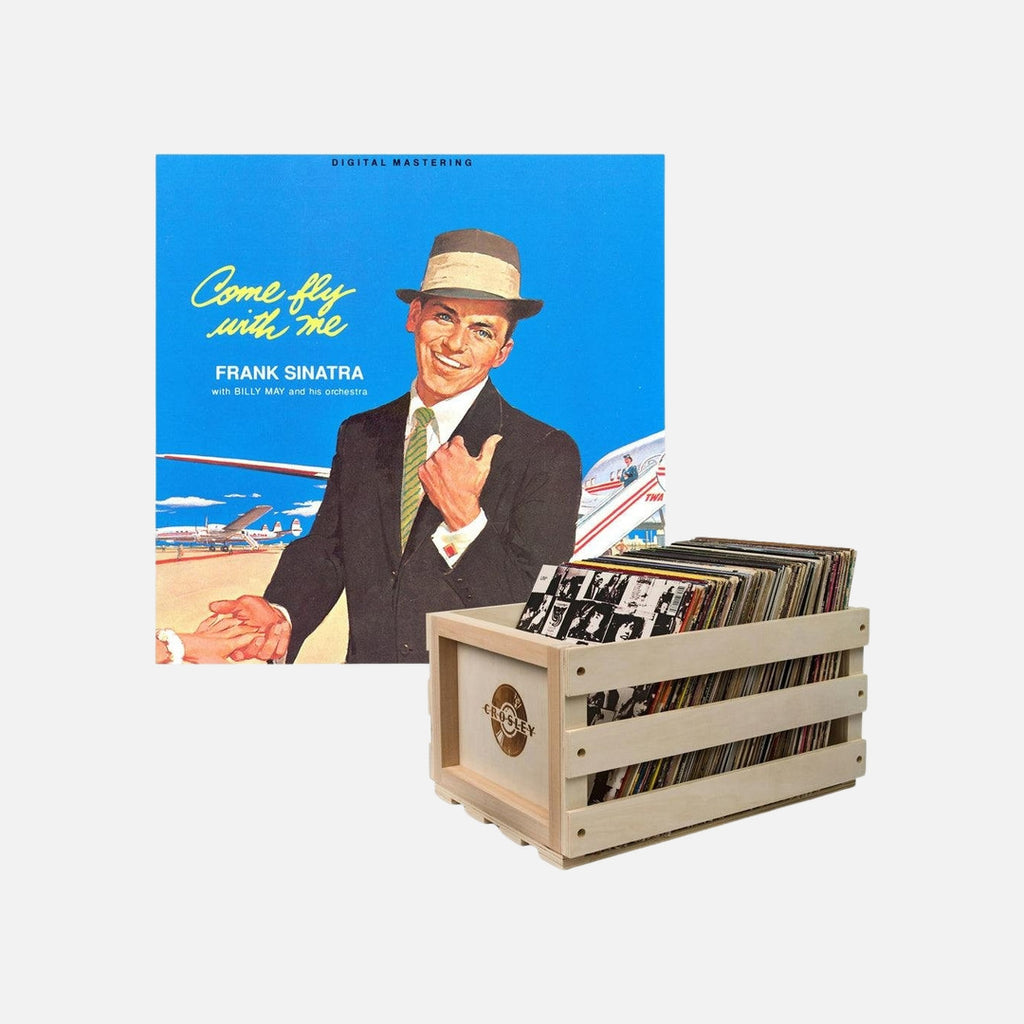 Crosley Record Storage Crate & Frank Sinatra - Come Fly With Me - Vinyl Album Bundle