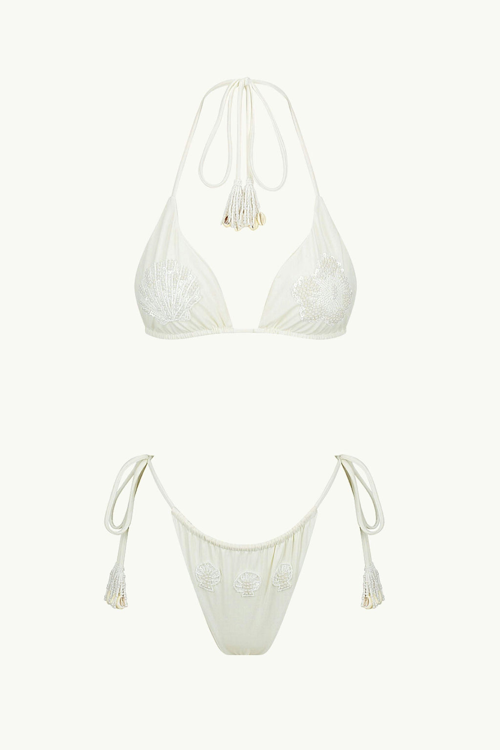 BEADED KINI TOP - HIBISCUS CREAM
