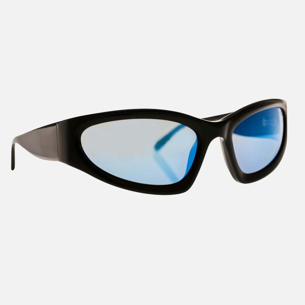 TOMB Gloss Black | Grey Polarised Blue Chrome Mirrored Bio Lens