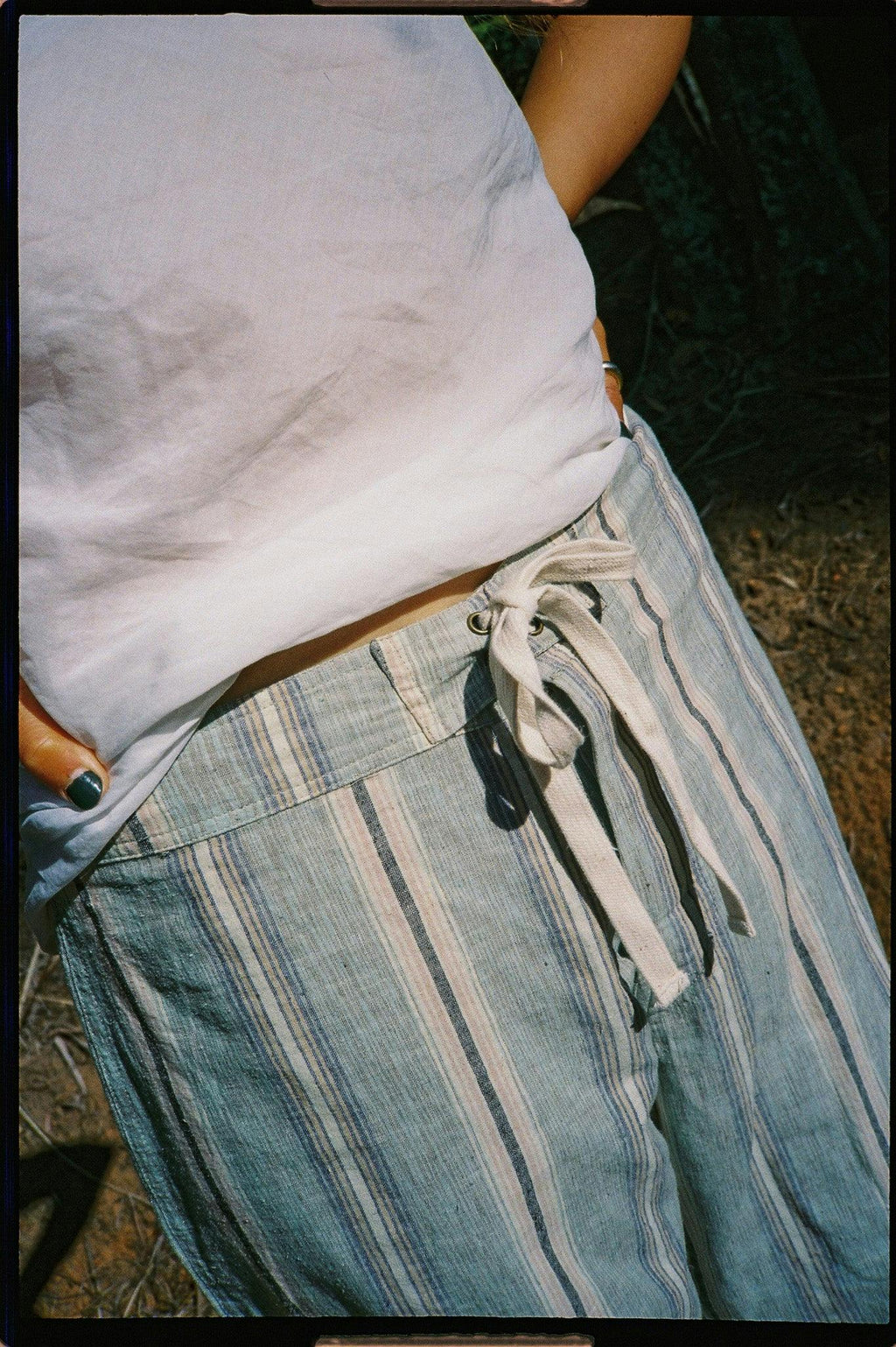 Lace Up Pant in Holiday Stripe