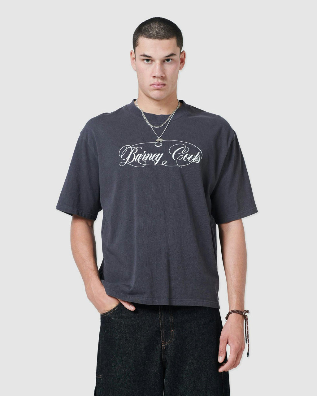 Script Crop T-shirt Aged Black