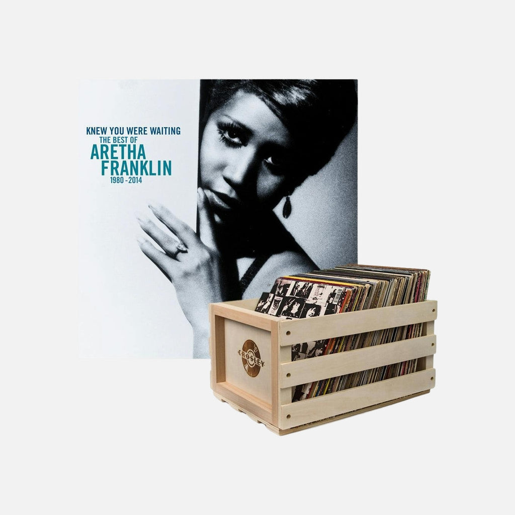 Crosley Record Storage Crate Aretha Franklin Knew You Were Waiting: the Best Of Aretha Franklin 1980-2014 Vinyl Album Bundle