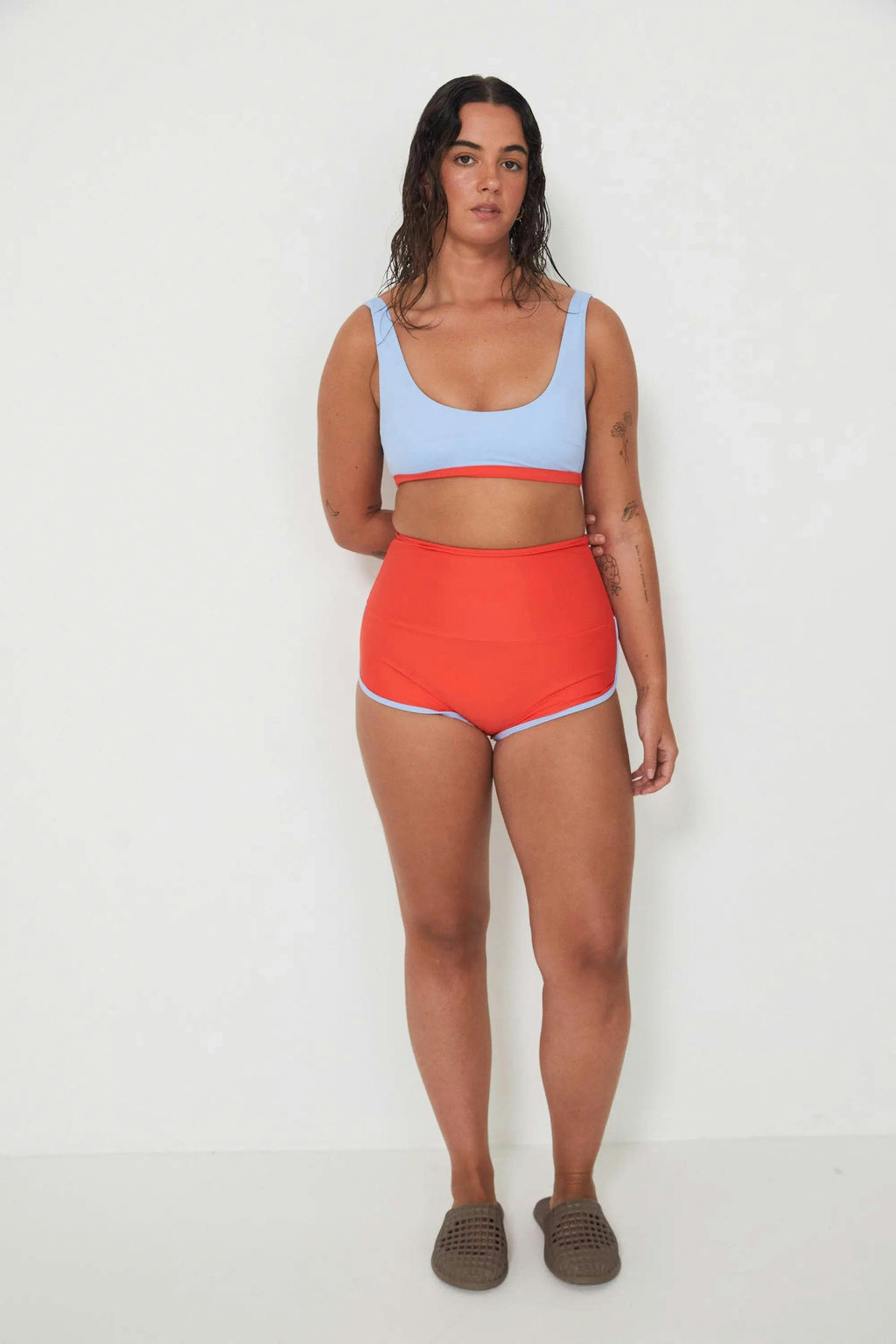 Bralette - Baby Blue + Chilli Red