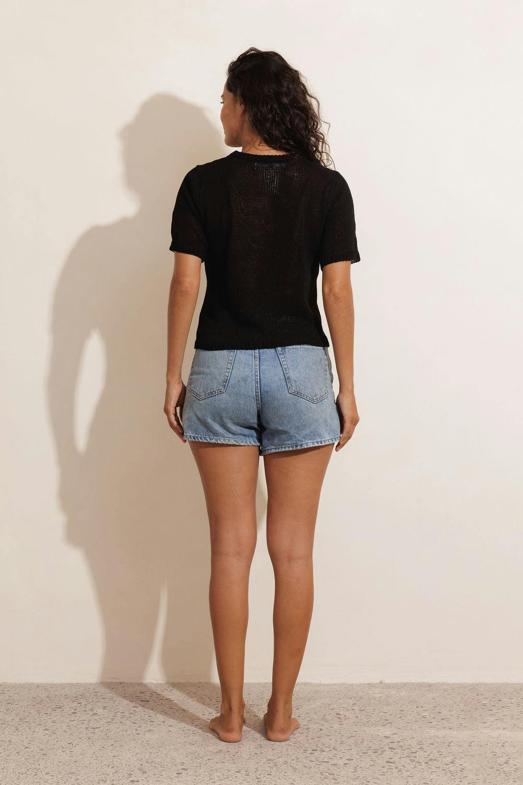 POLO KNIT T-SHIRT - BLACK