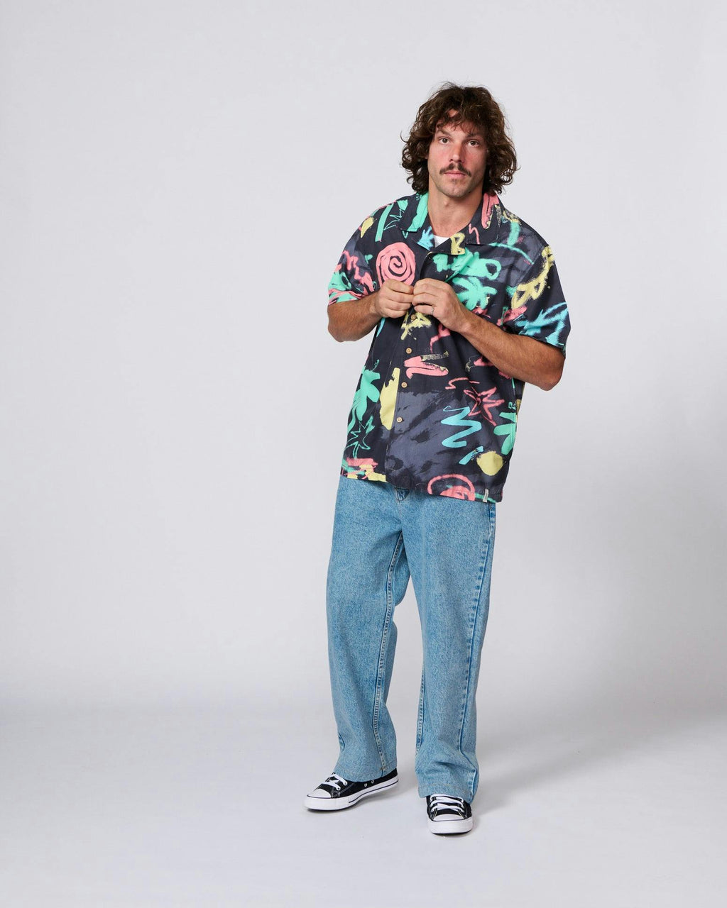 Scribbles Short Sleeve Resort Shirt - Black