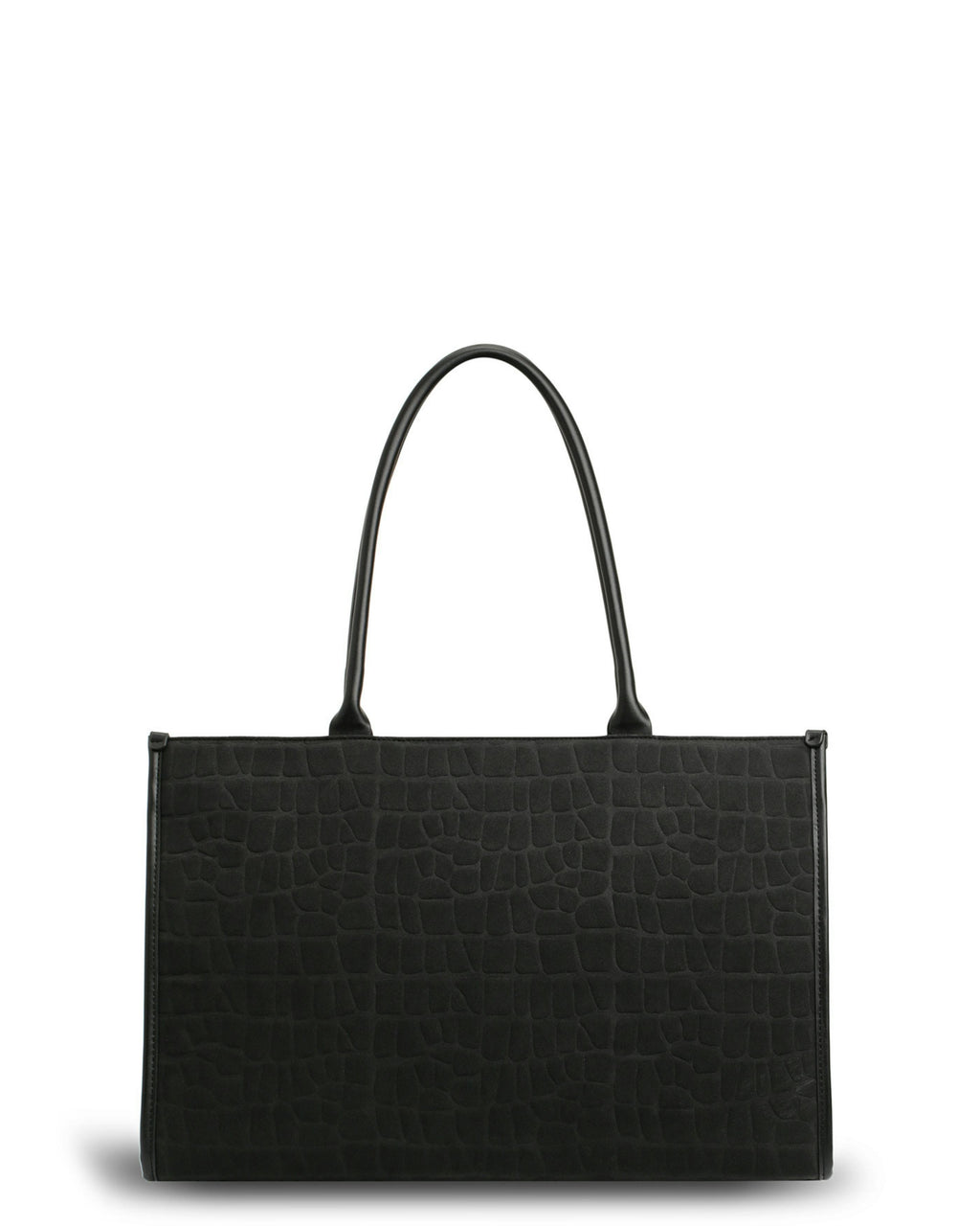 Prene | Compact: The Era Bag (BLACK SUEDE) Croc Embossed Tote Bag