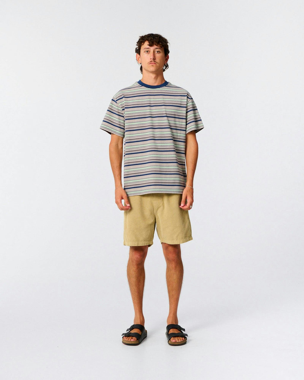 Sun Cured Stripe Tee - Worker Blue