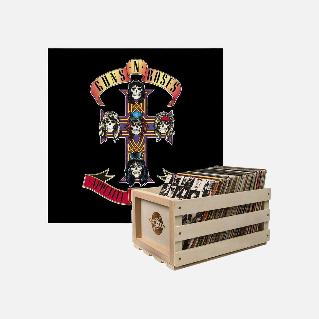 Crosley Record Storage Crate & Guns & Roses Appetite For Destruction - Vinyl Album Bundle