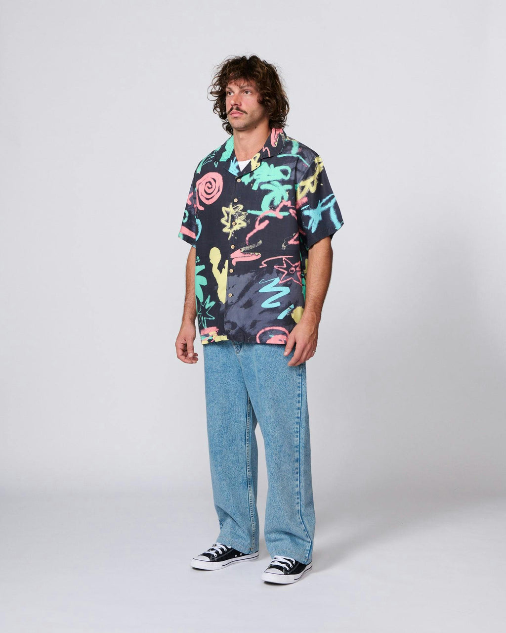 Scribbles Short Sleeve Resort Shirt - Black
