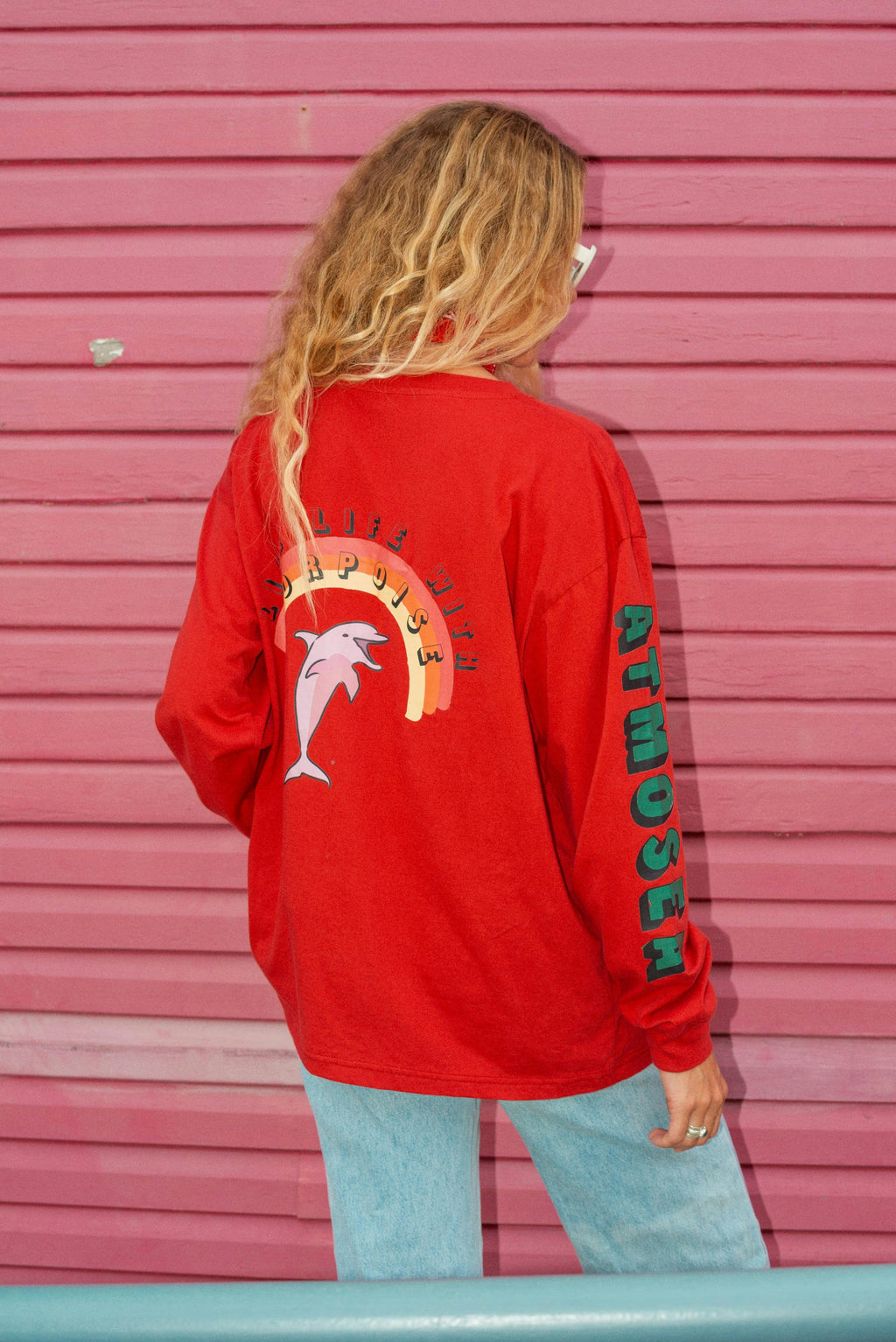 Artist Oversized Longsleeve Tee ‘Live Life With Porpoise’ By Bri O’Connell