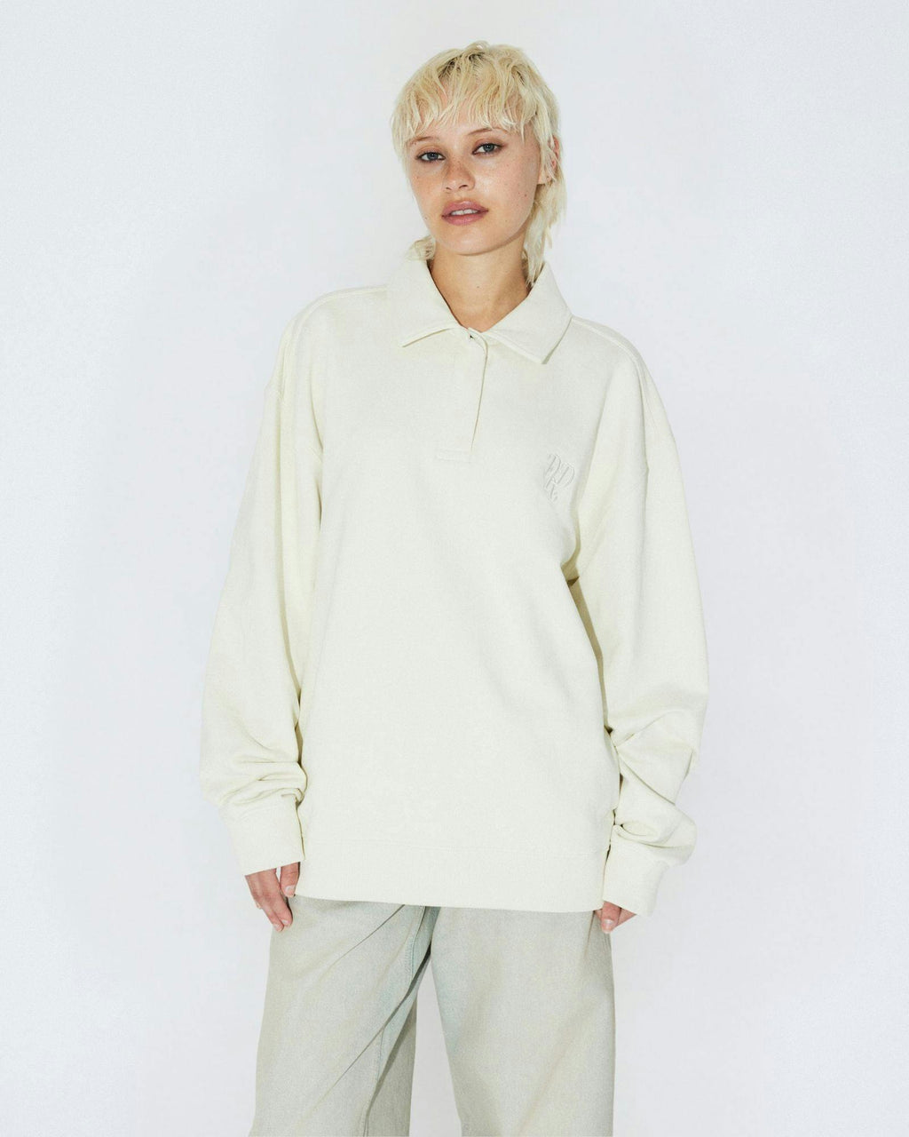 Brady Collar Sweat - Ecru Mono