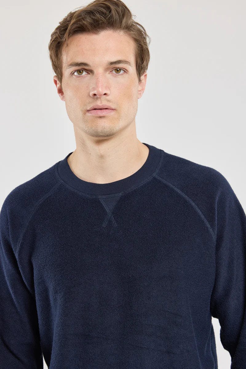 Armor Lux Cotton Boucle Sweatshirt in Marine Deep